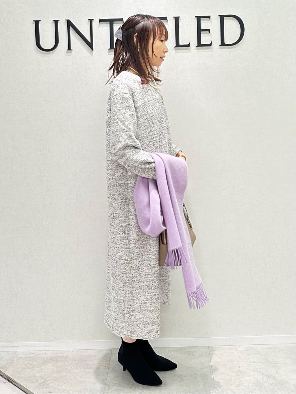 Miwaさんの「UNTITLED｜【洗える/ストレッチ】ツイードジャージワンピース」を使ったコーディネート