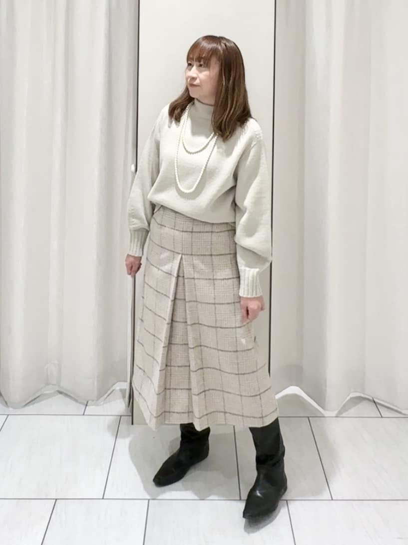 ʏᴜᴋɪᴋᴏさんの「UNTITLED｜【洗える】スポンディッシュ ボトルネックニット」を使ったコーディネート