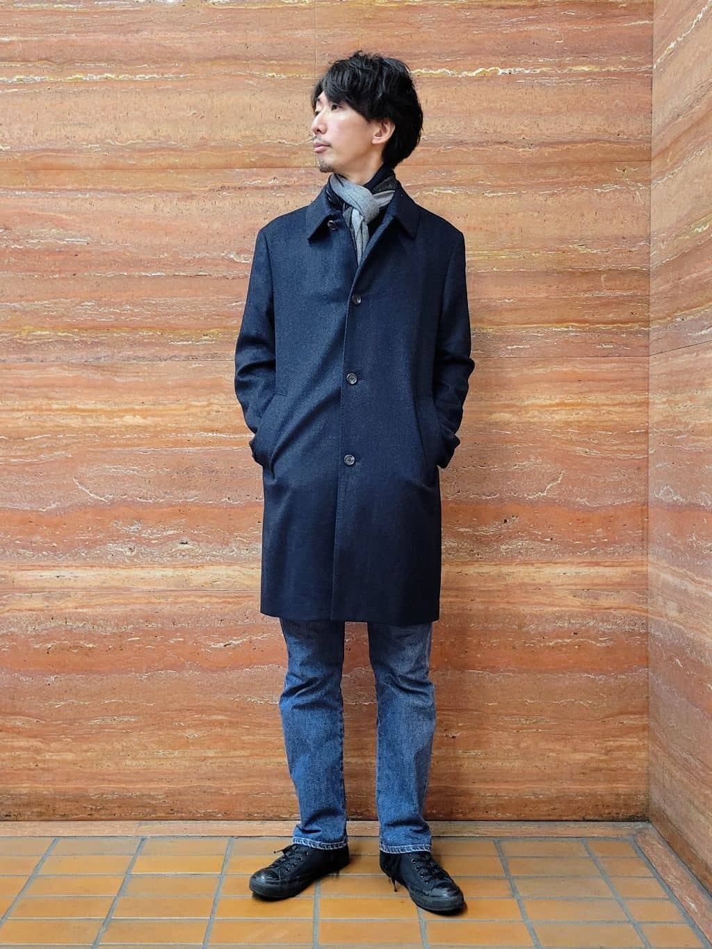 piroyaさんの「TAKEO KIKUCHI｜カシミヤブレンド ビーバー調ステンカラーコート」を使ったコーディネート