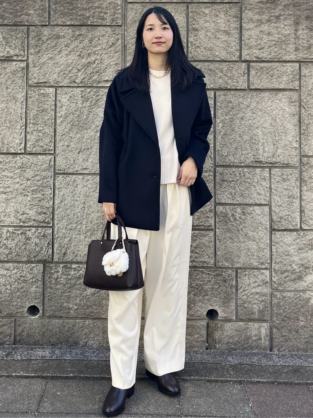 sachikoさんの「OPAQUE.CLIP｜カシミヤブレンドウールミドルピーコート」を使ったコーディネート