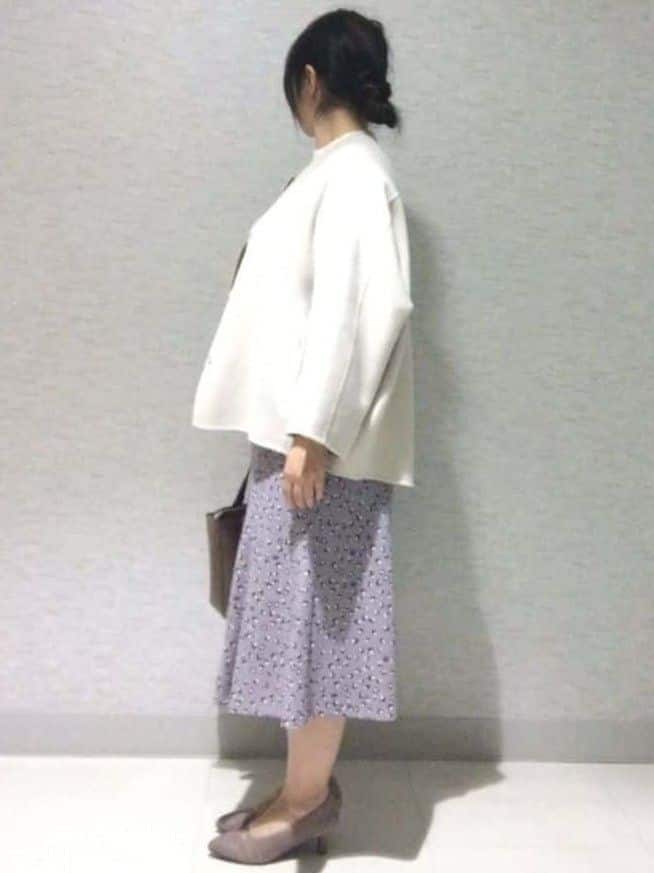 sakoさんの「Reflect｜【秋映え／重ね着風スタイルに◎】フリルプリーツスリーブニット」を使ったコーディネート