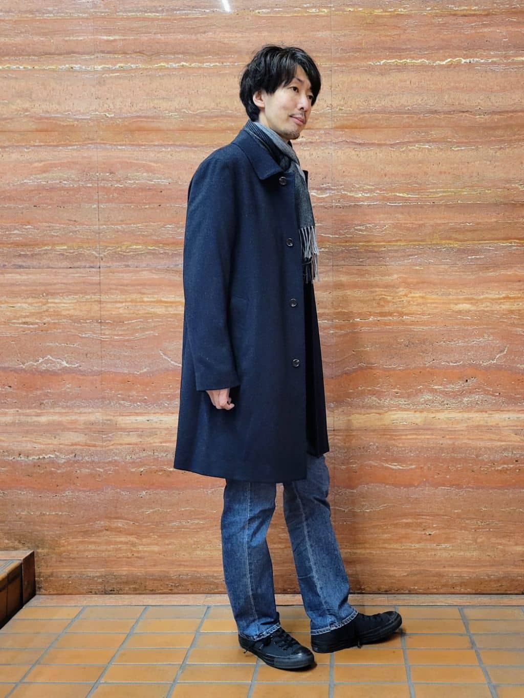 piroyaさんの「TAKEO KIKUCHI｜カシミヤブレンド ビーバー調ステンカラーコート」を使ったコーディネート