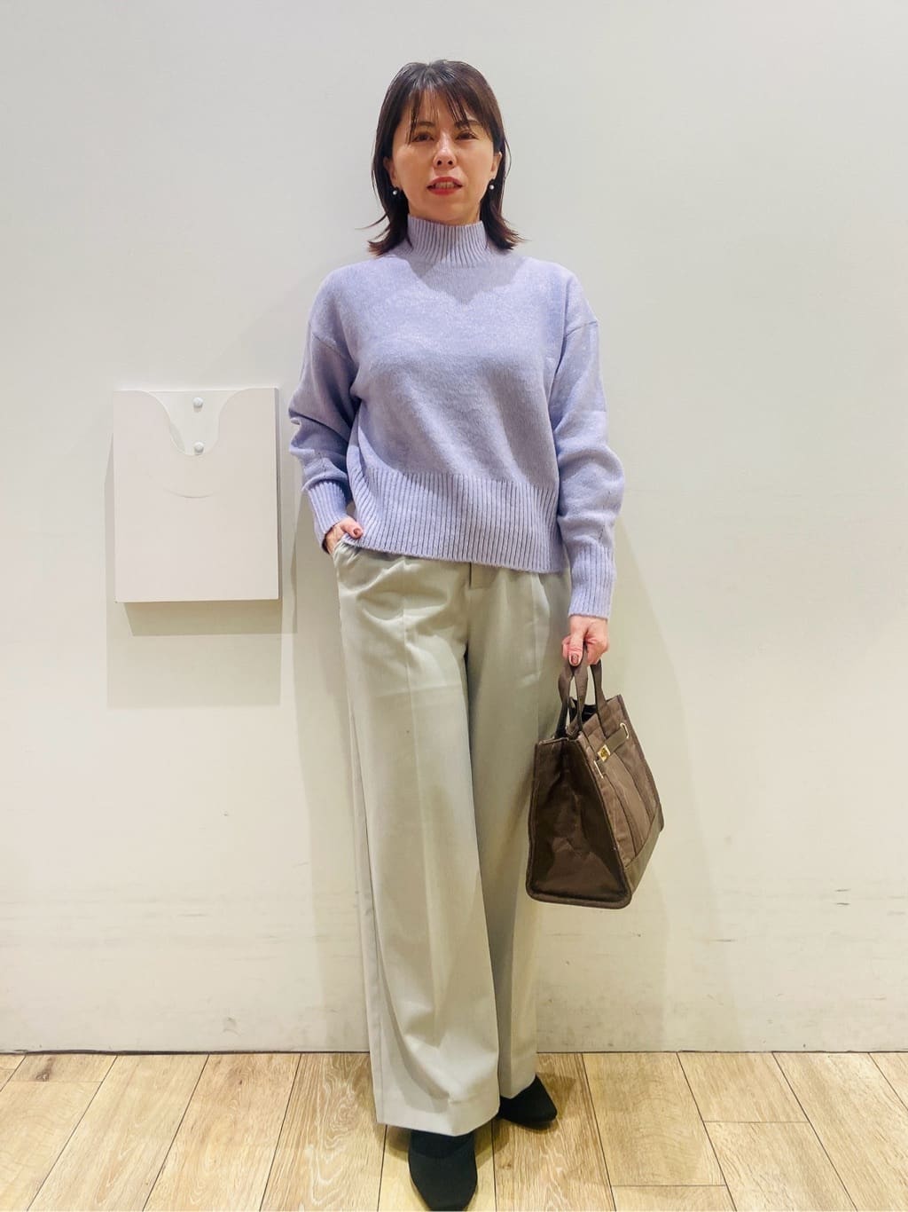 YUKOさんの「index｜選べる2丈 ハイネックカラーミックスラメニット【洗濯機OK】」を使ったコーディネート
