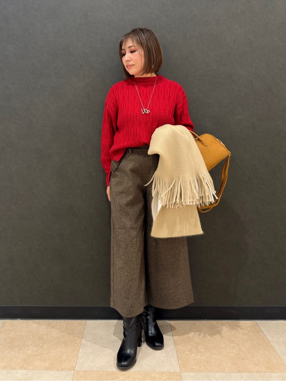 Megさんの「SHOO･LA･RUE｜【洗濯機可／毛玉レス】シンプルケーブル柄ニット」を使ったコーディネート