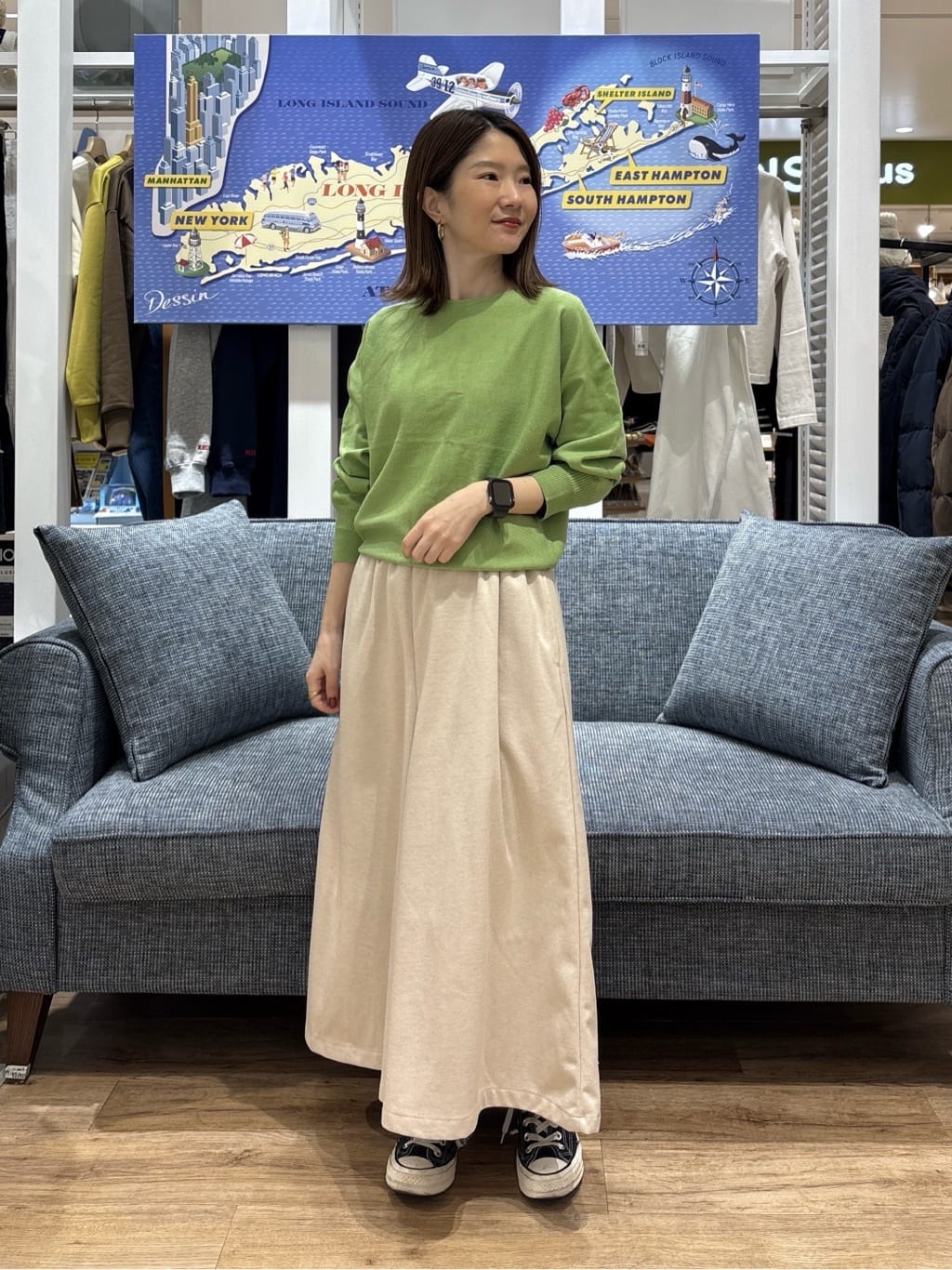 risaさんの「Dessin｜【洗える】ウールブレンド後ろボタンニット」を使ったコーディネート