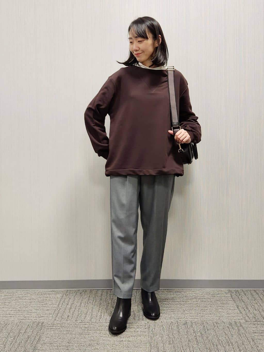 naraさんの「Dessin｜ウール混クルーネックコート」を使ったコーディネート