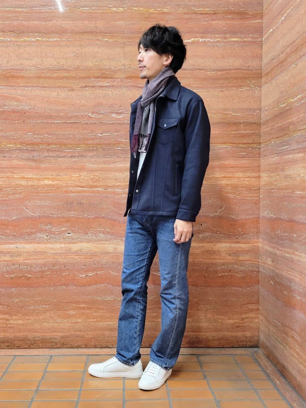 piroyaさんの「TAKEO KIKUCHI｜【洗えるウールカシミヤ】グラデーションマフラー」を使ったコーディネート
