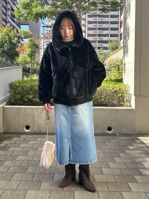 ga_riさんの「THE SHOP TK｜【2WAY/洗える】リバーシブル フェイクファーブルゾン」を使ったコーディネート