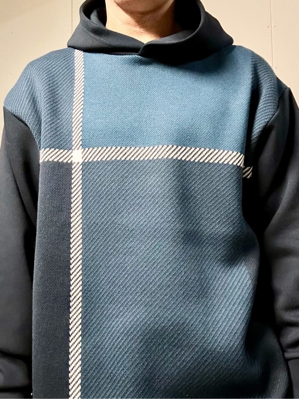 KENJI Iさんの「THE SHOP TK｜【大人の休日スタイルにはこれ！】フロントチェック柄ニットパーカ　洗濯機OK」を使ったコーディネート