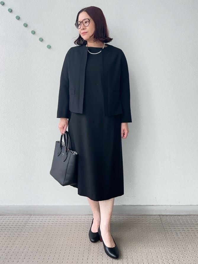 Asamiさんの「DRESSTERIOR｜【セットアップ可】ブラックフォーマルワンピース」を使ったコーディネート