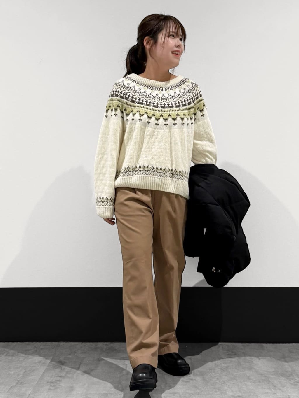 macchaさんの「THE SHOP TK｜【すっきり見えシルエット】上品ふわもこ中綿ブルゾン」を使ったコーディネート