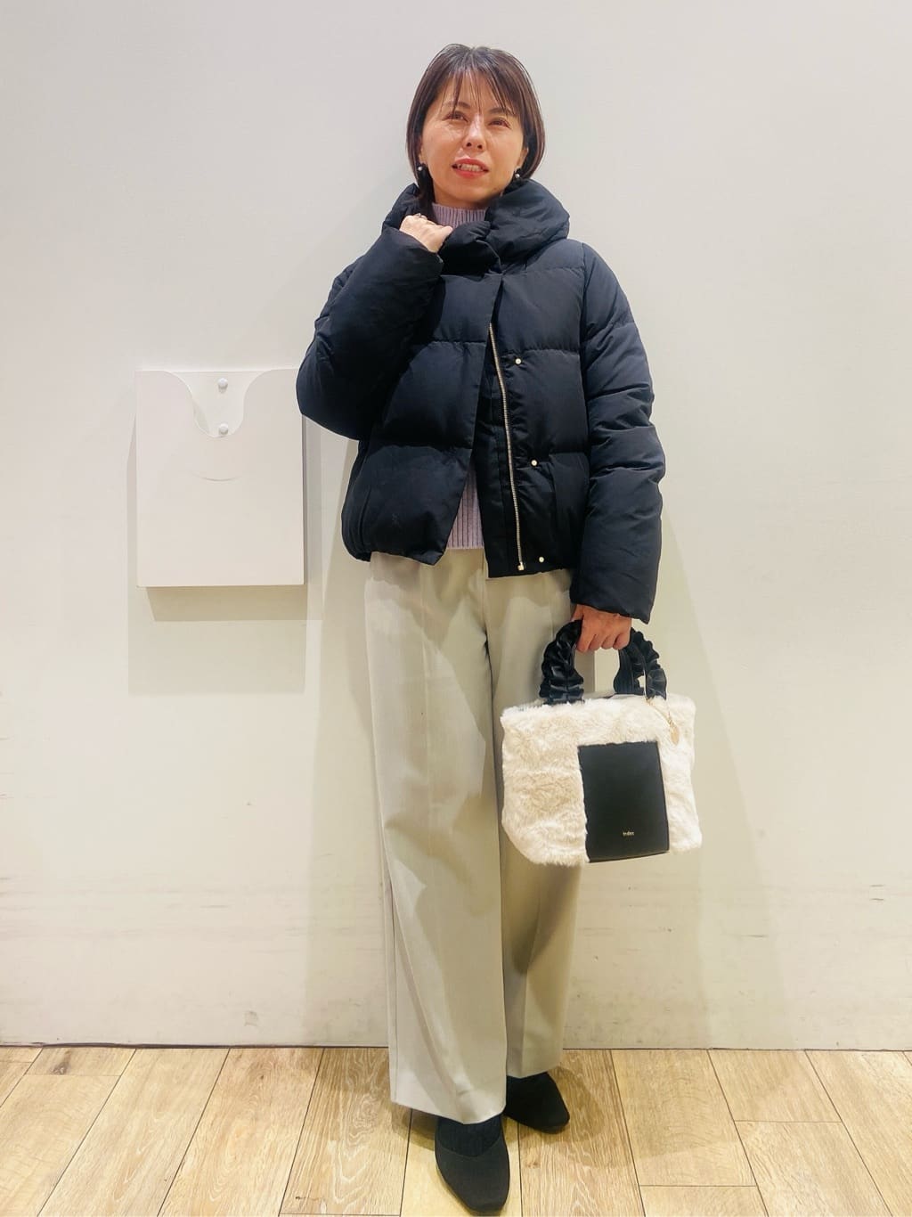 YUKOさんの「index｜選べる2丈 ハイネックカラーミックスラメニット【洗濯機OK】」を使ったコーディネート