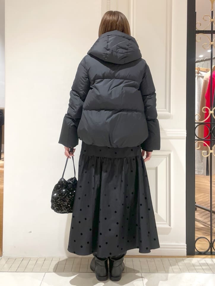 makiさんの「DRESSTERIOR｜スパンコール2WAY巾着バッグ」を使ったコーディネート