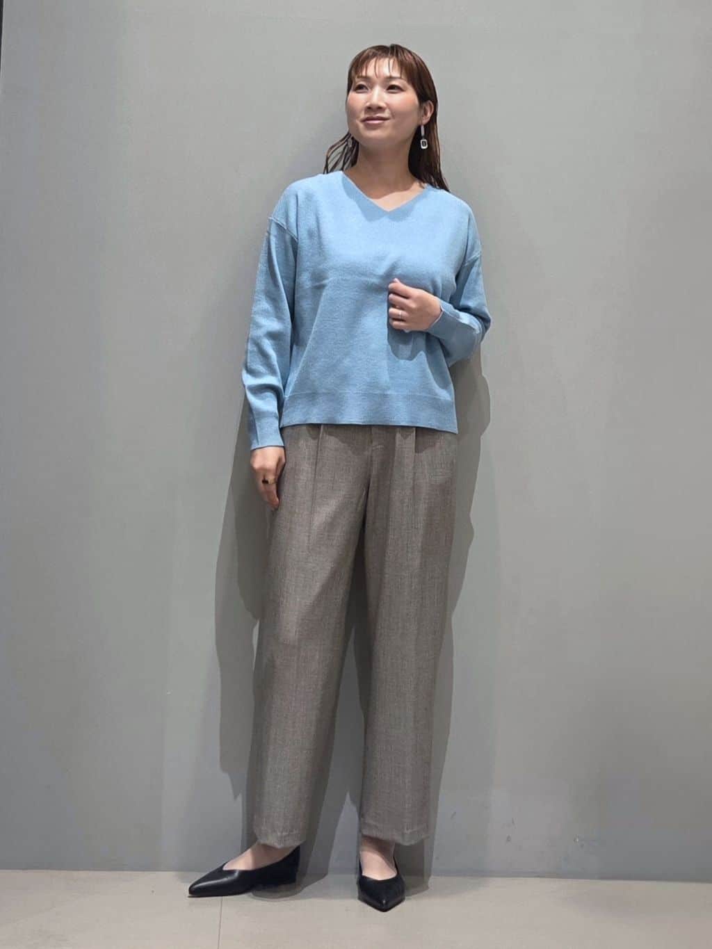 みりんさんの「THE SHOP TK｜クラシカルな装い ウールライクスタンドカラーコート」を使ったコーディネート