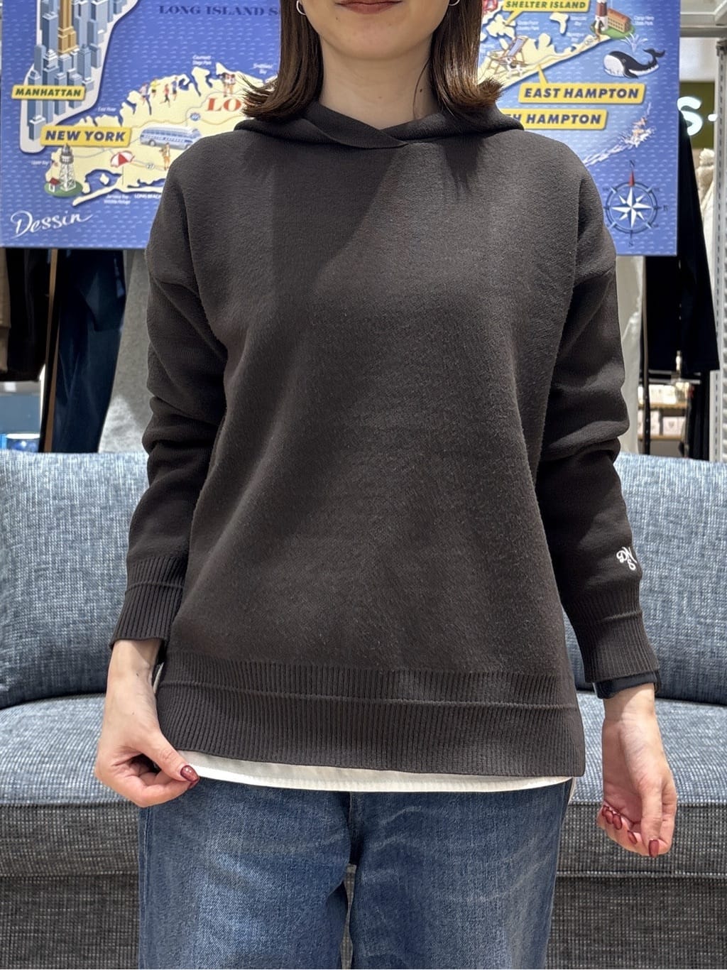 risaさんの「Dessin｜【洗える／体型カバー】ちょうどいいニットパーカ」を使ったコーディネート