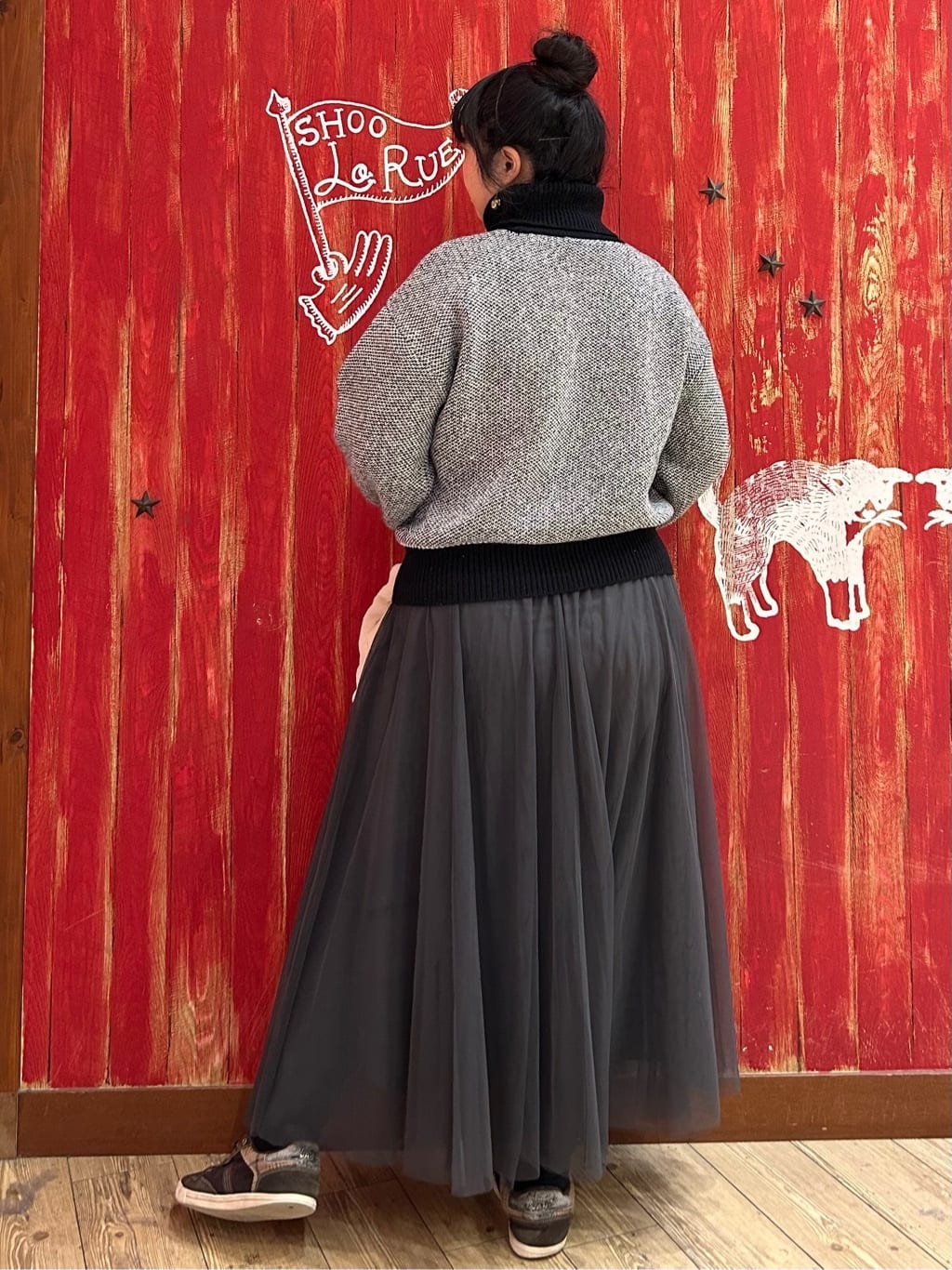 みりぽんさんの「SHOO･LA･RUE｜【S-LL/高レビュー】さりげないラメ感 配色ジャカード タートルネックニット」を使ったコーディネート