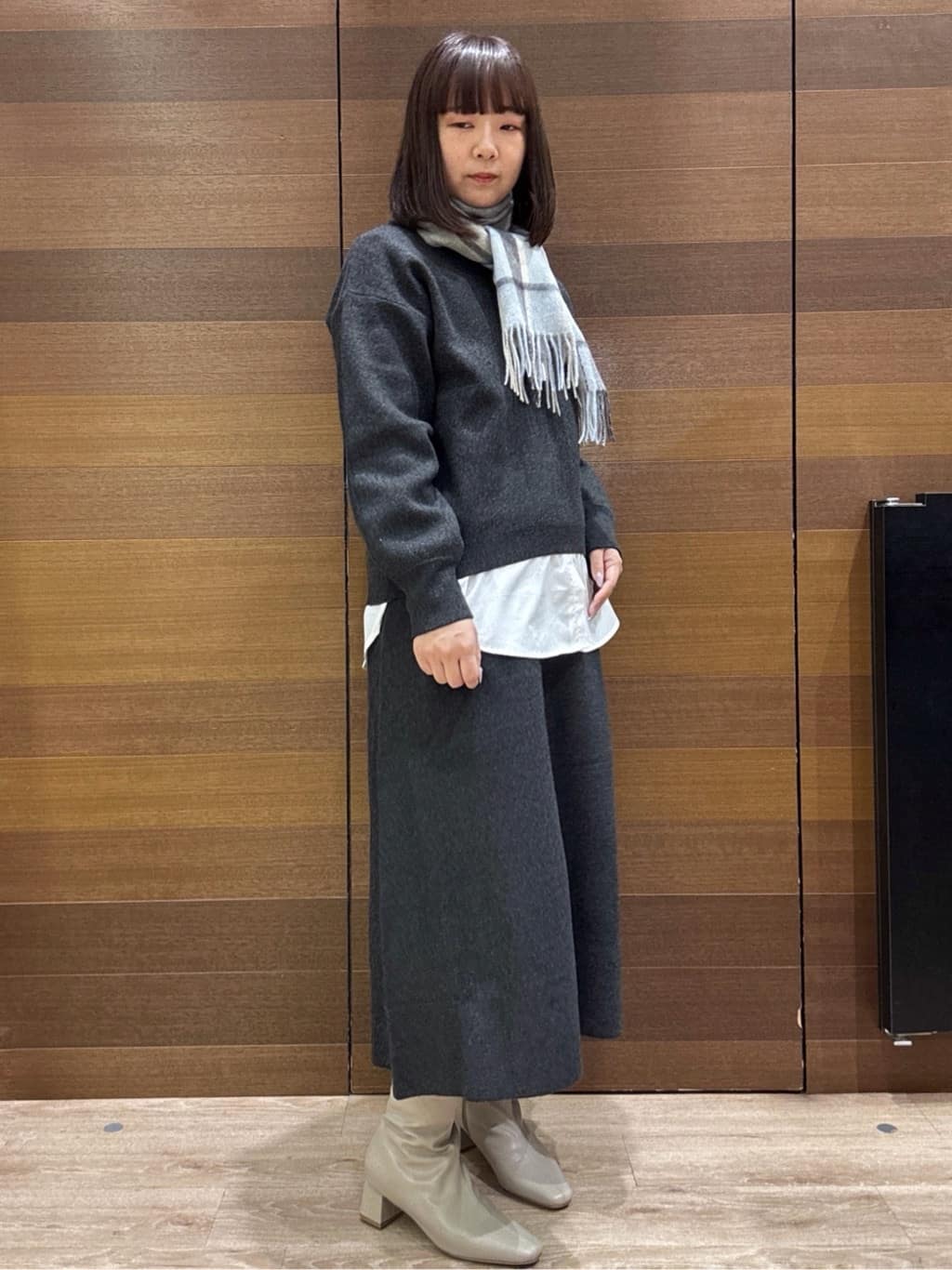 yumeさんの「OPAQUE.CLIP｜サイド編地切替ニットトップス／セットアップ対応【洗濯機OK】」を使ったコーディネート