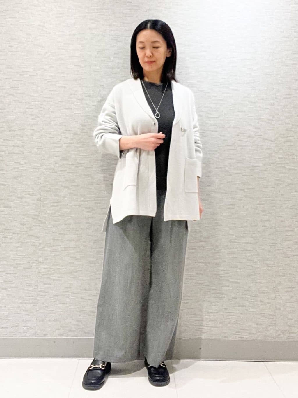 marikoさんの「Reflect｜【ライトアウター／気軽な羽織に◎】オフボディカーディガン」を使ったコーディネート