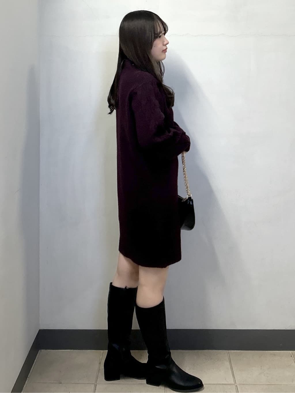 sayaさんの「OPAQUE.CLIP｜ウール混ケーブルスリーブミニワンピース【洗濯機OK】」を使ったコーディネート
