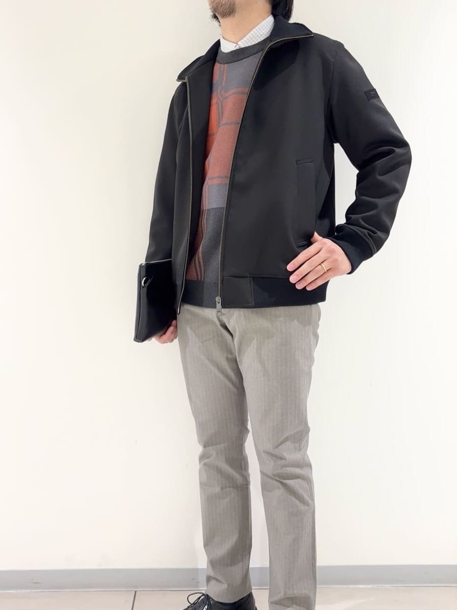 及川さんの「TAKEO KIKUCHI｜【JUST ONE LAYER】ダウンファブリック ジップアップ リブ ブルゾン」を使ったコーディネート