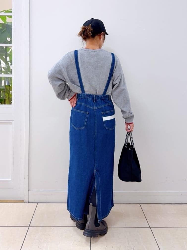 Osawaさんの「Dessin｜【洗える】ペイント風刺繍入り配色ラインニット」を使ったコーディネート