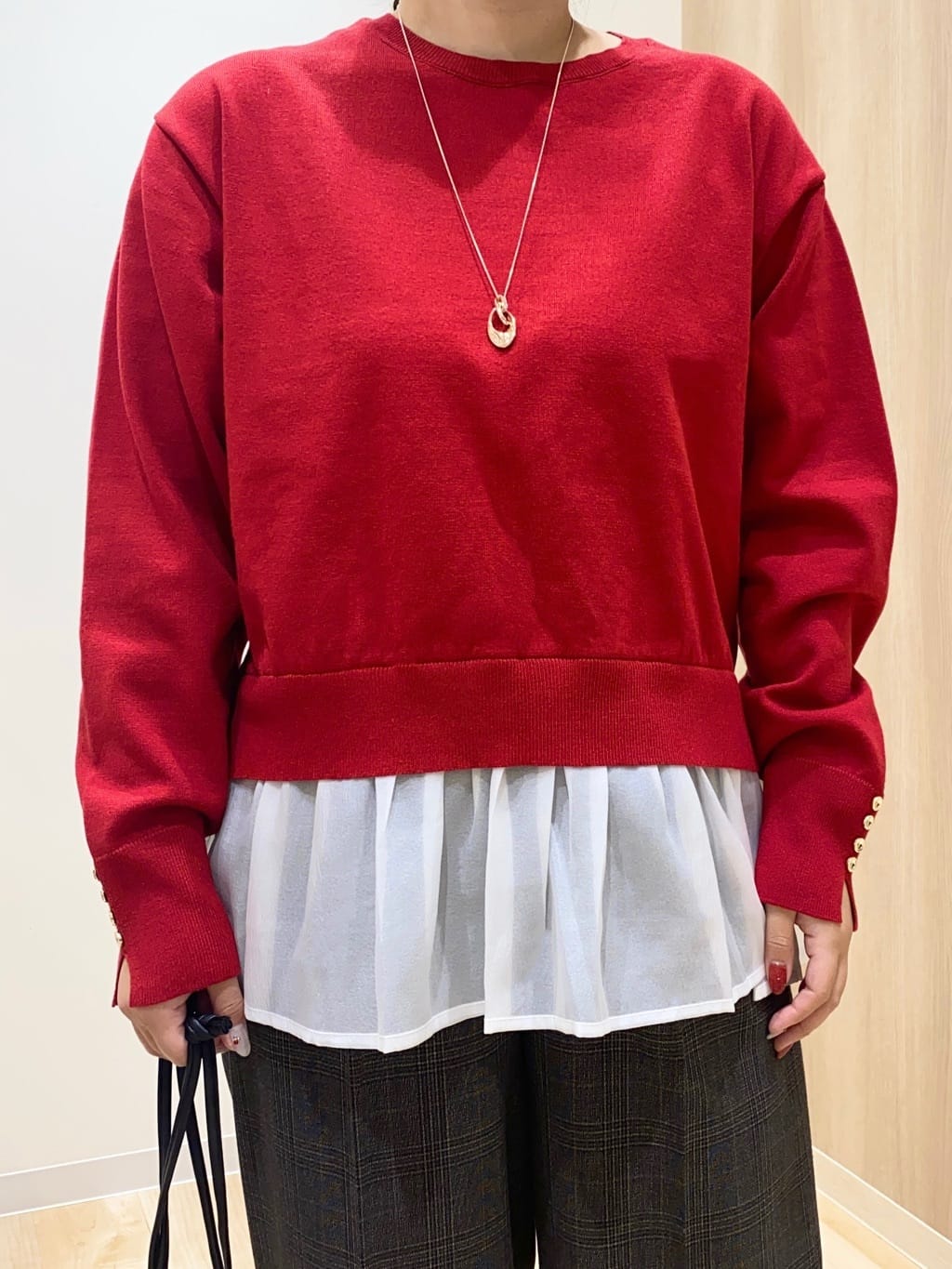 HANAさんの「grove｜裾レイヤードニットプルオーバー」を使ったコーディネート