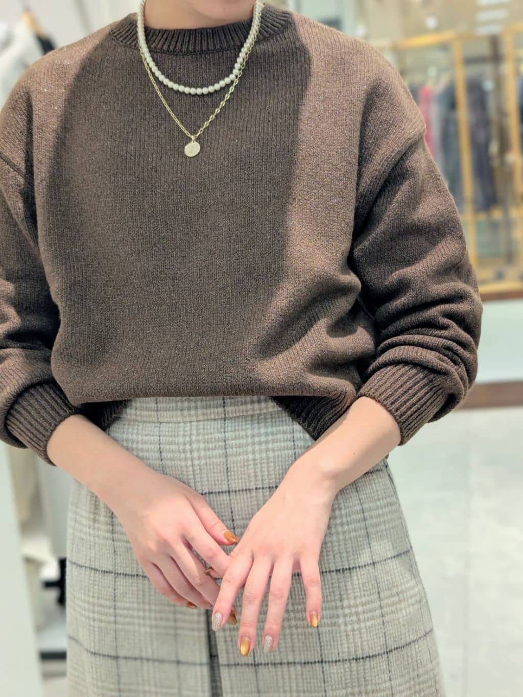 nonoさんの「UNTITLED｜【ふんわり/タイト見え】グレンチェックスカート」を使ったコーディネート