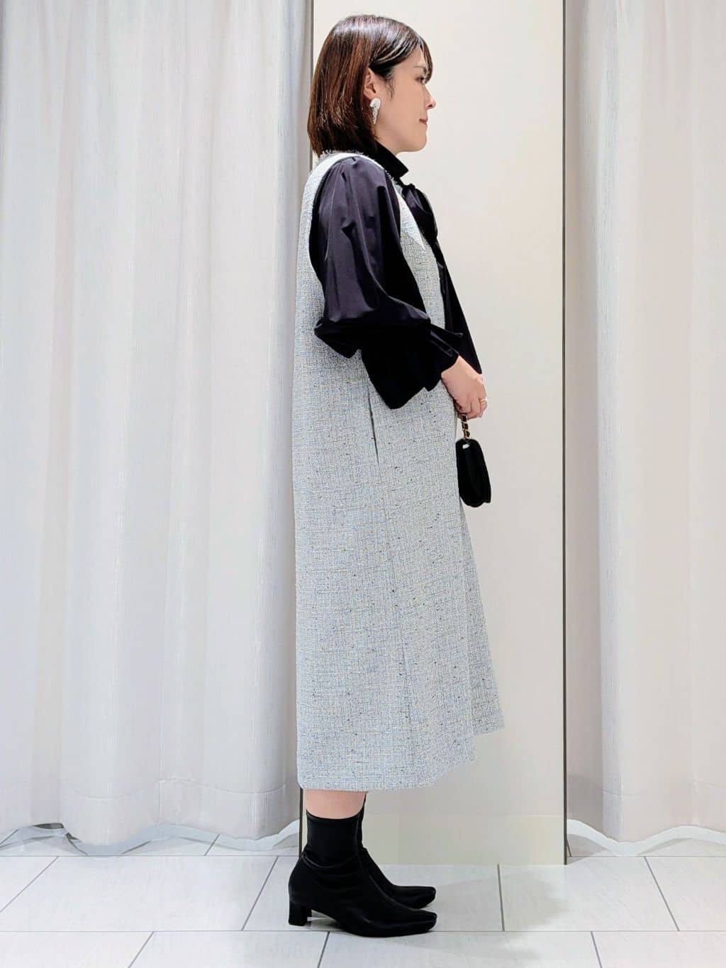 Onumaさんの「UNTITLED｜【洗える/細見え】ツイード ジャンパースカート」を使ったコーディネート