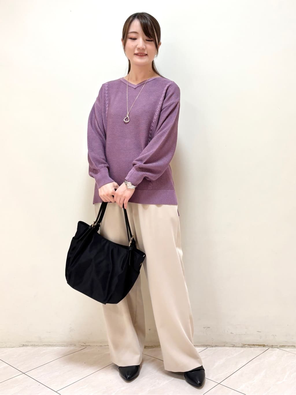 mikiさんの「Reflect｜【パンツ合わせにぴったり◎】ゆったりオフボディニット」を使ったコーディネート
