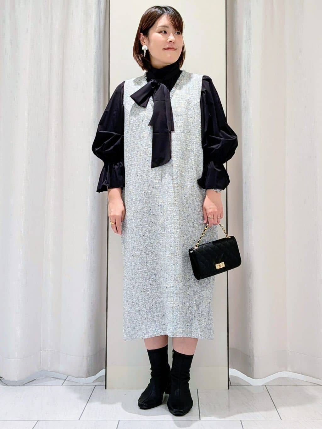 Onumaさんの「UNTITLED｜【洗える/細見え】ツイード ジャンパースカート」を使ったコーディネート
