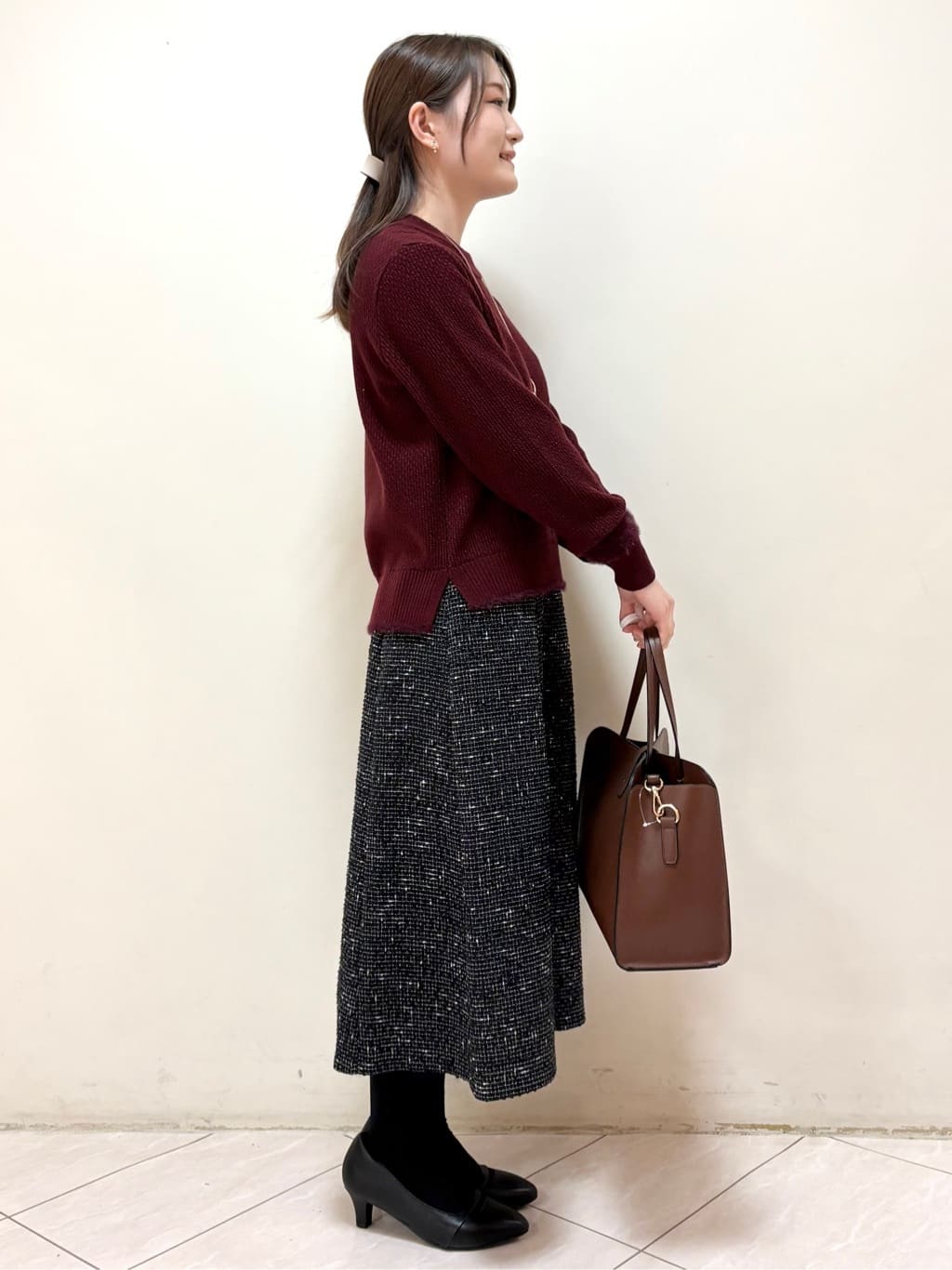 mikiさんの「Reflect｜【広がりすぎない／美シルエット◎】ツイードフレアスカート」を使ったコーディネート