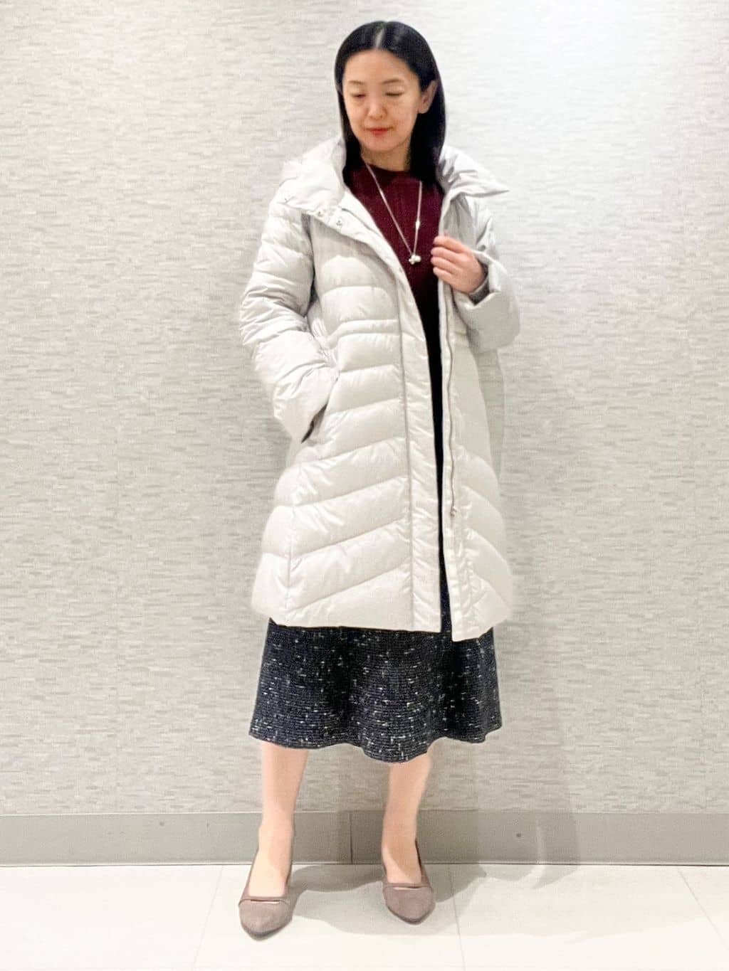 marikoさんの「Reflect｜【SS-4Lサイズ／ウエスト調整可】フーデッドロングダウンコート」を使ったコーディネート