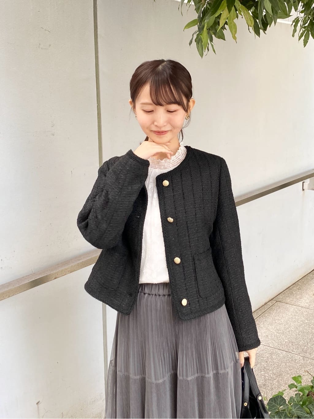 みさかさんの「index｜ファンシーツイードノーカラージャケット【洗える】」を使ったコーディネート