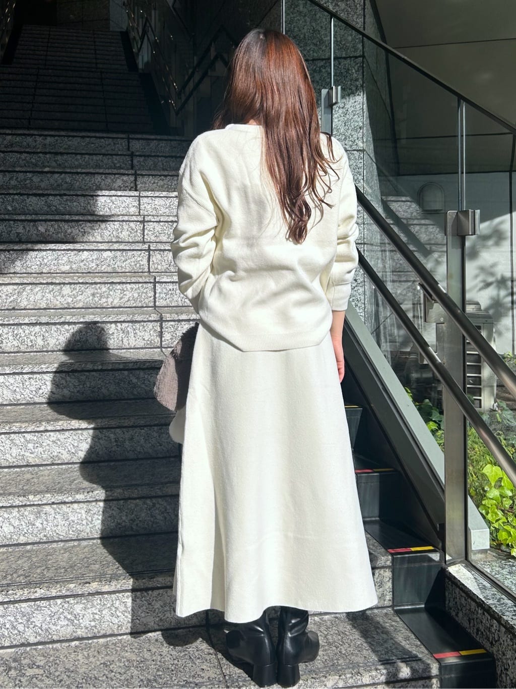 Risaさんの「OPAQUE.CLIP｜サイド編地切替ニットトップス／セットアップ対応【洗濯機OK】」を使ったコーディネート