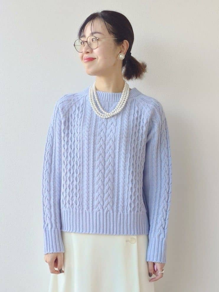 MUTSUKOさんの「UNTITLED｜【洗える】スポンディッシュ ケーブル柄ニット」を使ったコーディネート