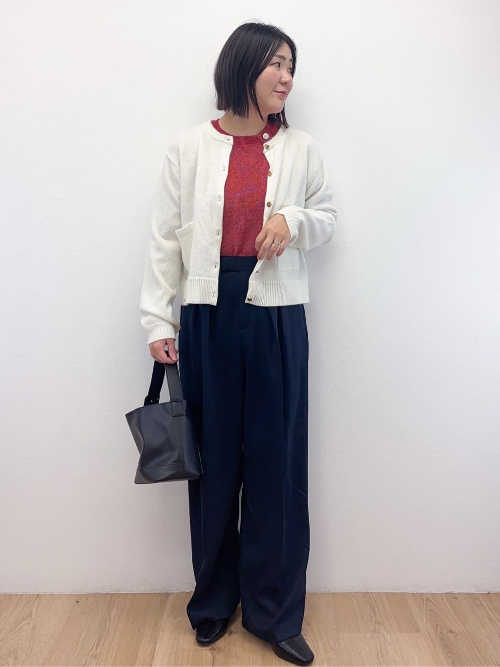 Takeさんの「OPAQUE.CLIP｜ボタンデザインラメニット【洗濯機OK】」を使ったコーディネート