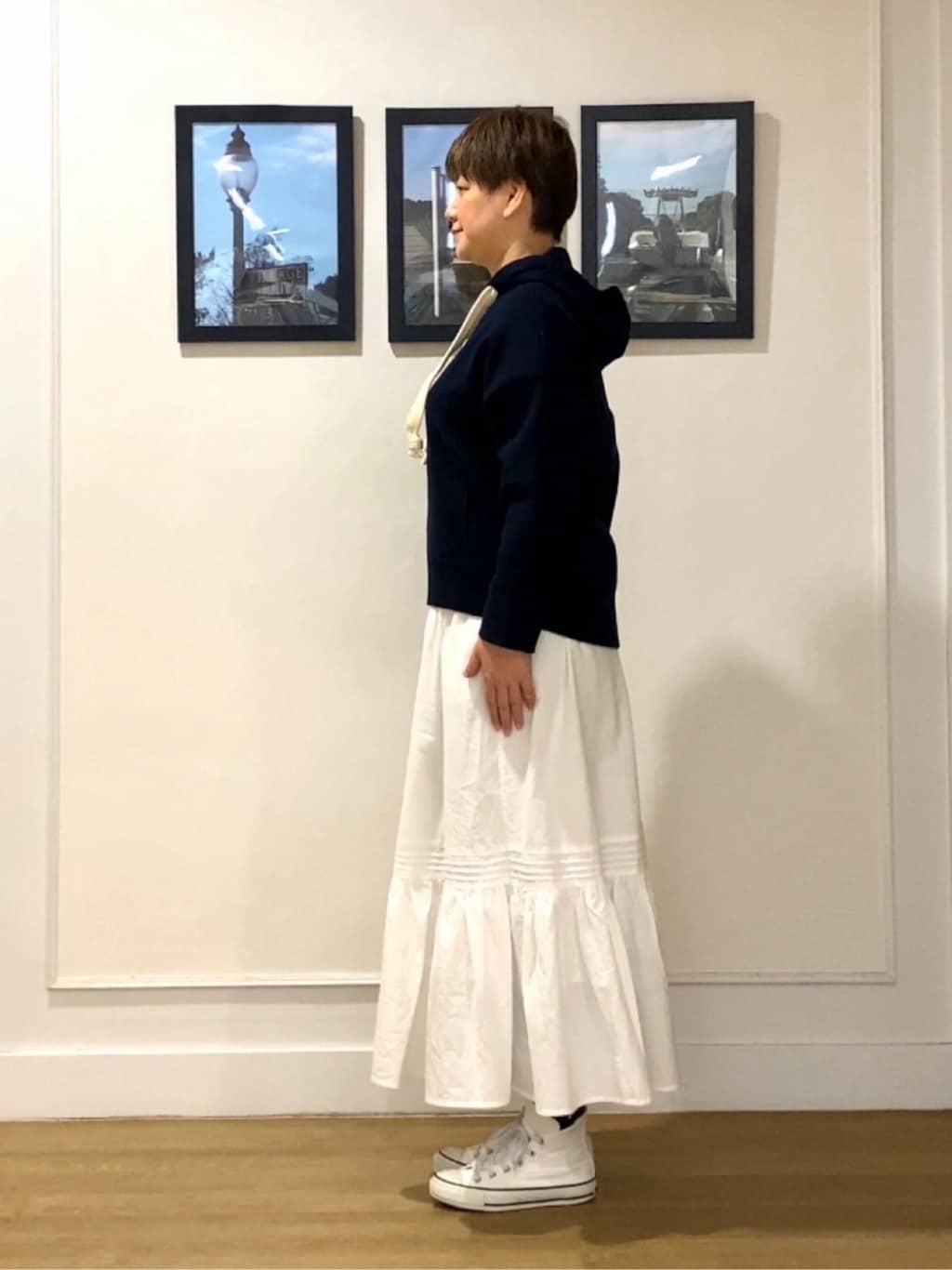 Hiroさんの「Dessin｜【ウエストゴム/洗える】コットンフレアスカート」を使ったコーディネート