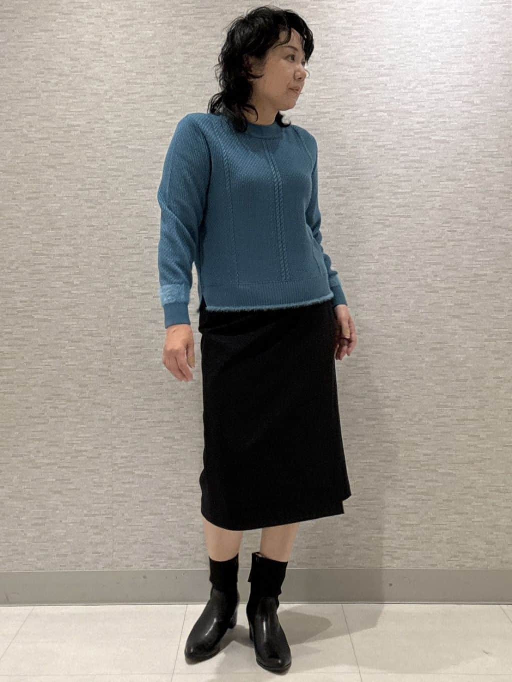 KOJIMAさんの「Reflect｜【ほんのりラメ感◎】ケーブル柄ニット」を使ったコーディネート