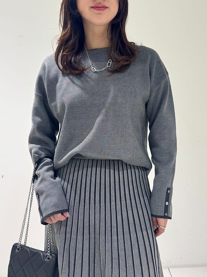 そんさんの「INDIVI｜【洗える／SETUP可能】ジャカードボートネックニット」を使ったコーディネート