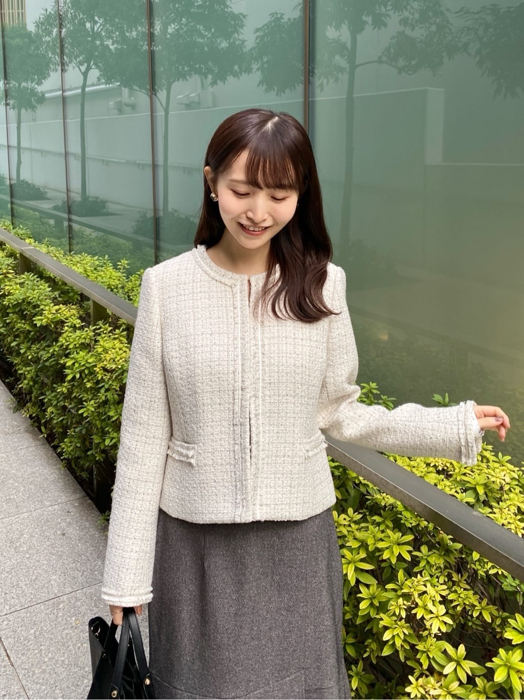 みさかさんの「index｜《通勤／セットアップ対応》ノーカラーツイードジャケット【洗濯機OK】」を使ったコーディネート