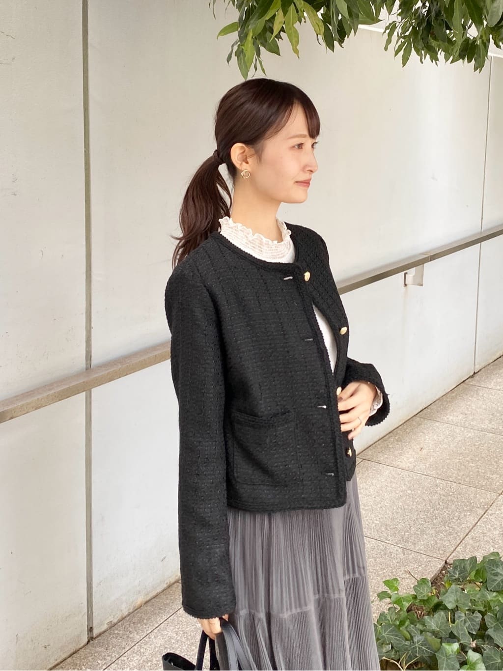 みさかさんの「index｜ファンシーツイードノーカラージャケット【洗える】」を使ったコーディネート