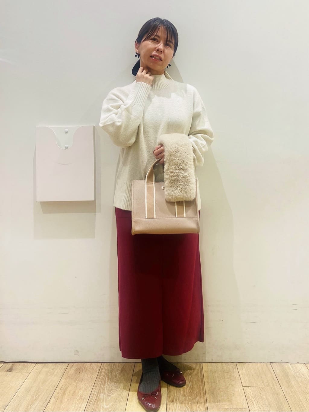 YUKOさんの「index｜選べる2丈 ハイネックカラーミックスラメニット【洗濯機OK】」を使ったコーディネート