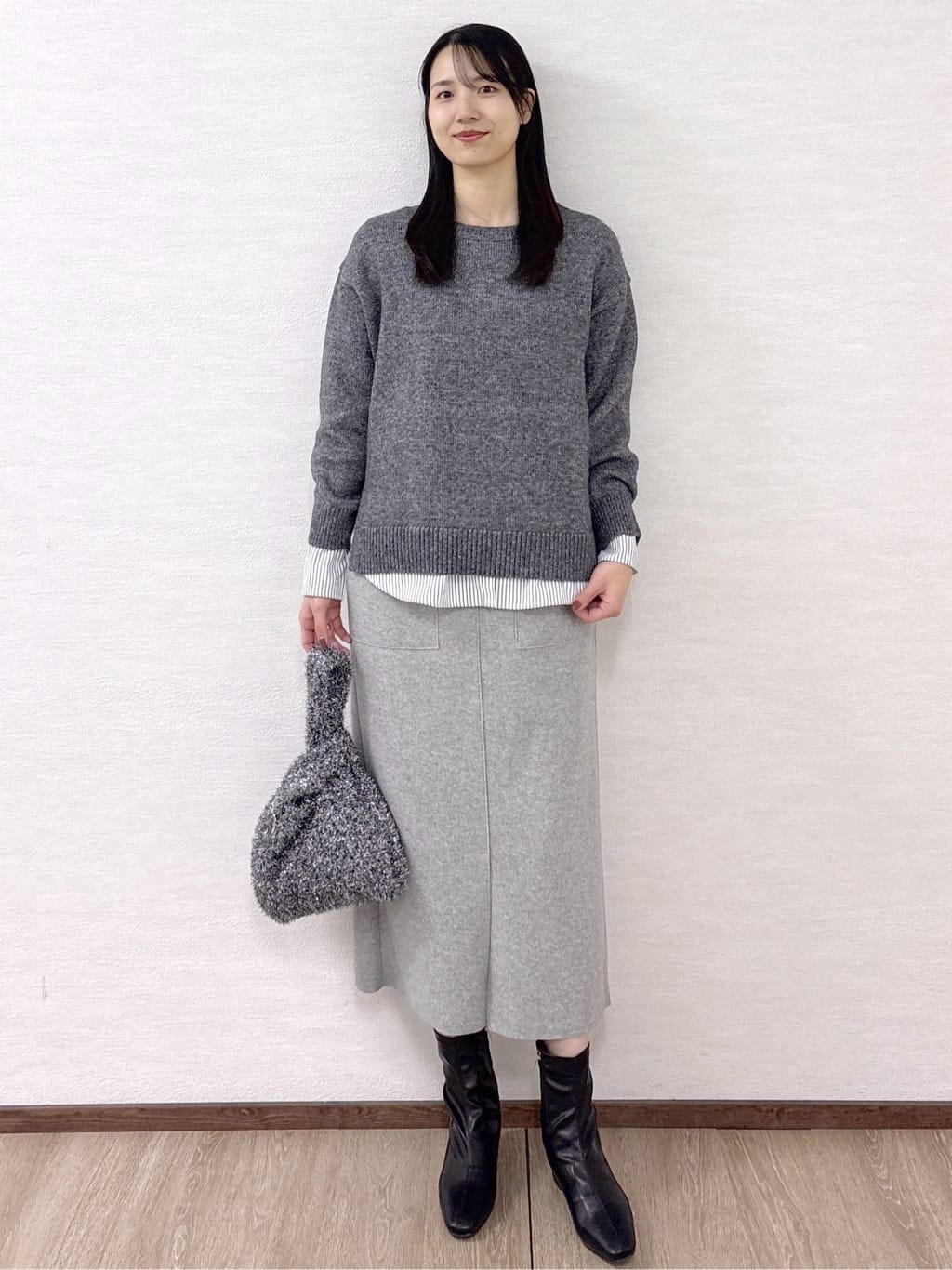 sachikoさんの「OPAQUE.CLIP｜リラクシークルーネックニット【洗濯機OK】」を使ったコーディネート
