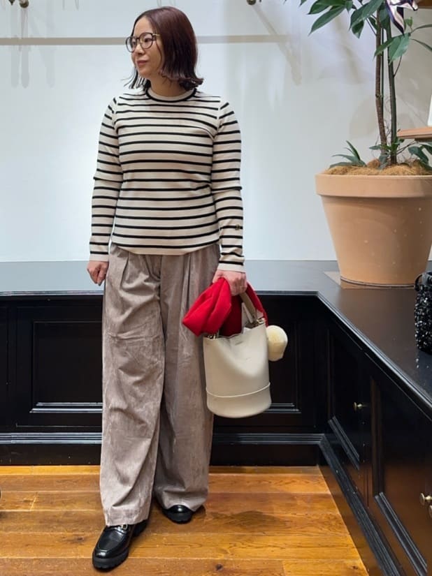 Asamiさんの「DRESSTERIOR｜◆ストレッチフルニードルボーダーニット」を使ったコーディネート