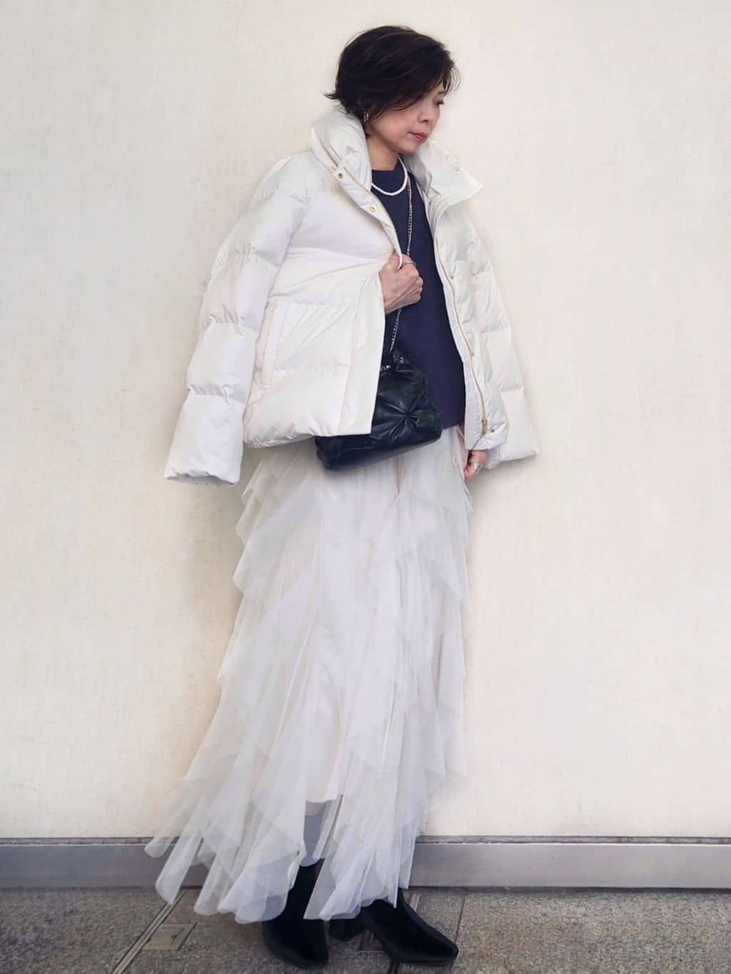 milkyさんの「OPAQUE.CLIP｜撥水ショートダウン【防風／抗菌防臭／洗濯機洗い可】《SS～LL》」を使ったコーディネート