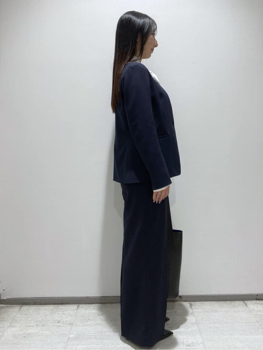 meiさんの「INDIVI｜【洗える／通勤／スーツ】メランジストレッチ ノーカラージャケット」を使ったコーディネート