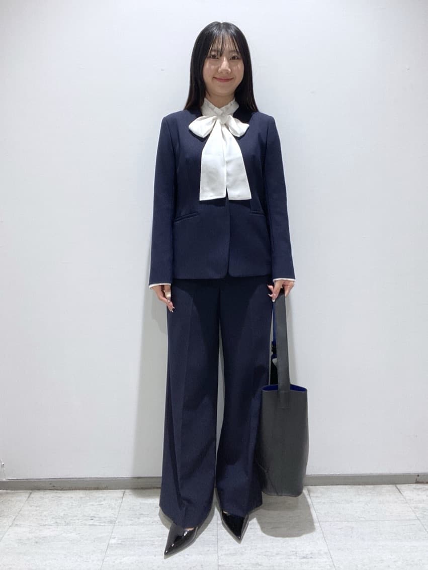 meiさんの「INDIVI｜【洗える／通勤／スーツ】メランジストレッチ ノーカラージャケット」を使ったコーディネート