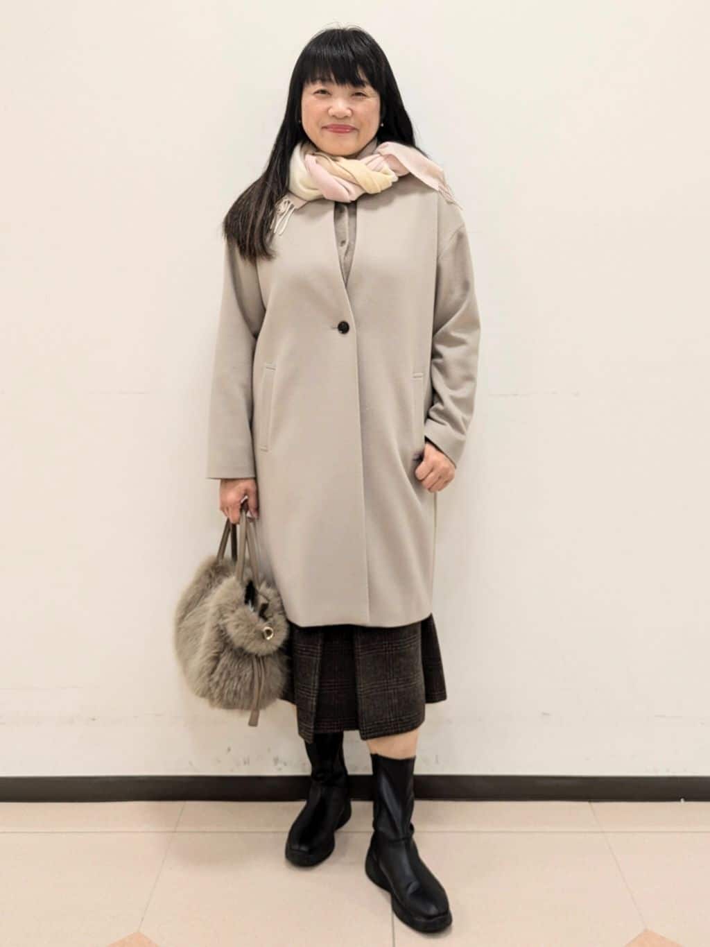 ともさんの「UNTITLED｜【名品／定番人気】ウールチェックマフラー」を使ったコーディネート