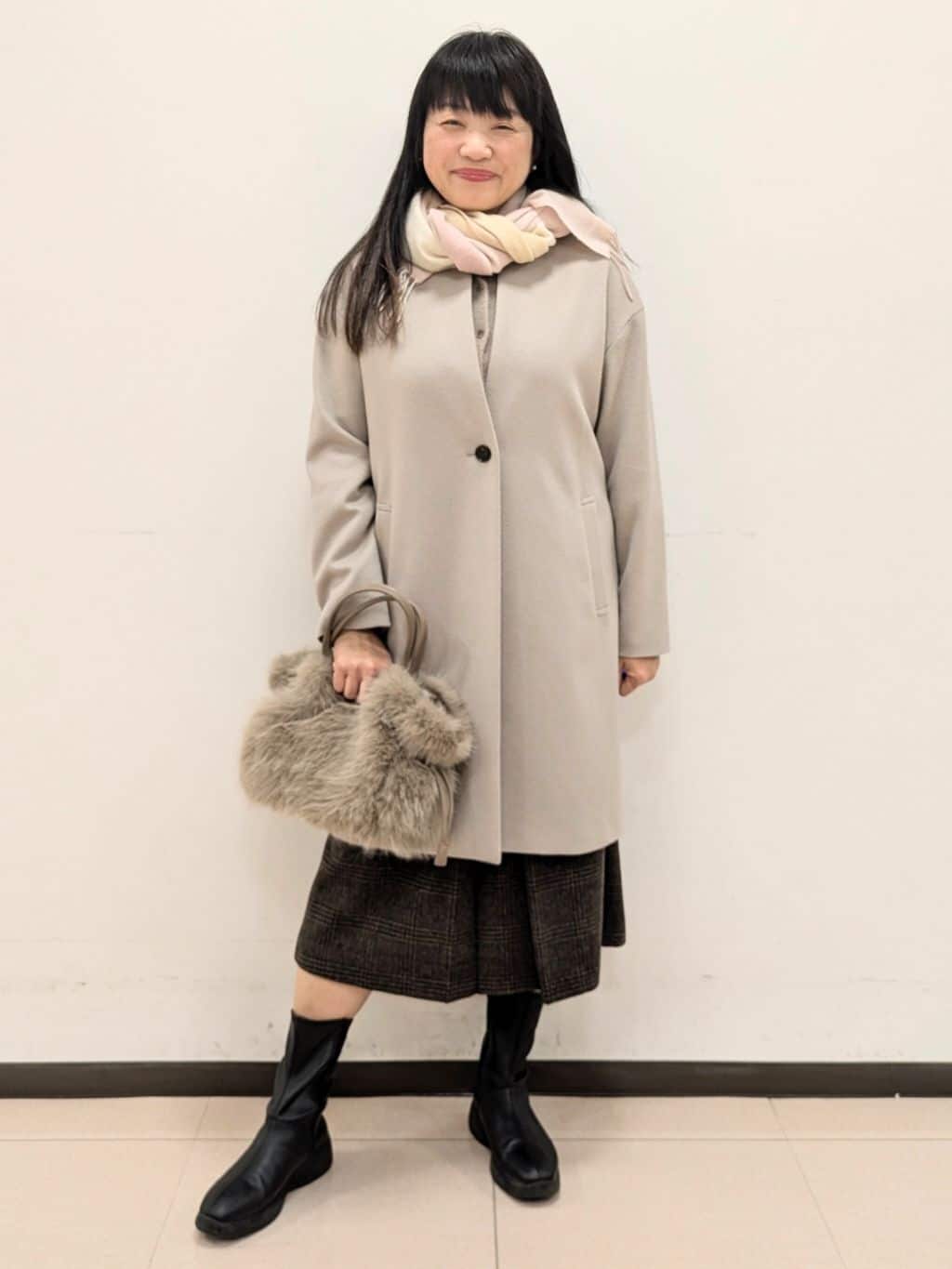 ともさんの「UNTITLED｜【名品／定番人気】ウールチェックマフラー」を使ったコーディネート