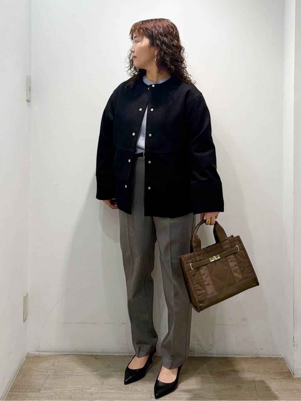sumicaさんの「OPAQUE.CLIP｜ウールライクメルトンノーカラーコート【洗濯機洗い可】」を使ったコーディネート